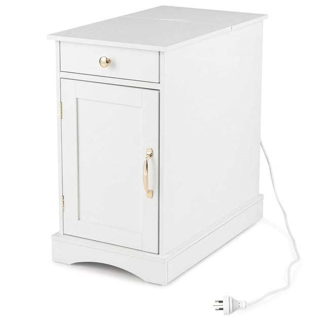 Nightstand with Hidden Charging Station and Adjustable Shelf