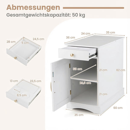 Nightstand with Hidden Charging Station and Adjustable Shelf