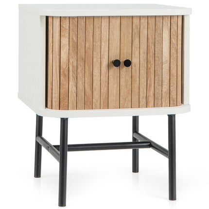 Nightstand with Sliding Doors, Storage 40x39x49 cm, White