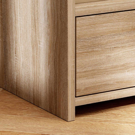Nightstand with Storage, Chipboard, Tip-Resistant, Natural Wood
