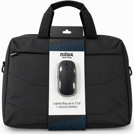 Nilox Laptop Bag 15.6 Inch with Wireless Bluetooth Mouse, 600D Polyester