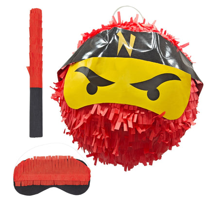 Ninja Piñata Set with Bat and Mask for Kids Parties