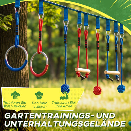 Ninja Slackline Kinder-Kletterseil-Set, 3-in-1 Schaukel, 100 kg Belastbarkeit