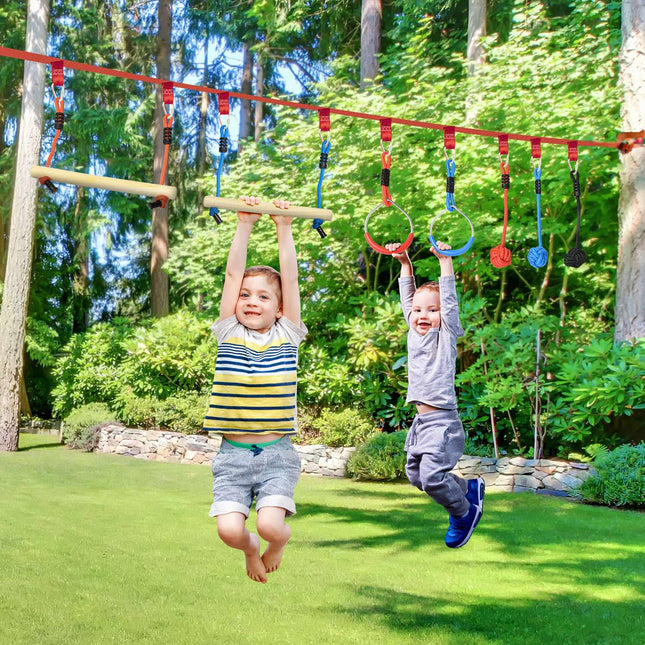 Ninja Slackline Set, 10M rope with obstacles for children