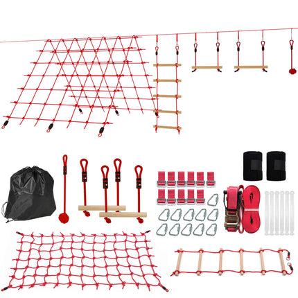 Ninja Slackline Set for Kids, 150x300 cm Climbing Net