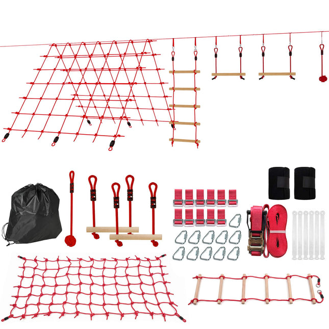Ninja Slackline Set for Kids, 150x300 cm Climbing Net