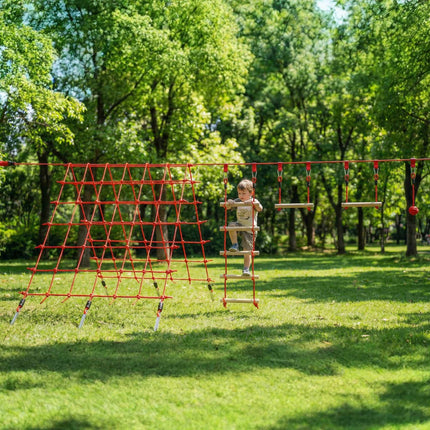 Ninja Slackline Set for Kids, 150x300 cm Climbing Net