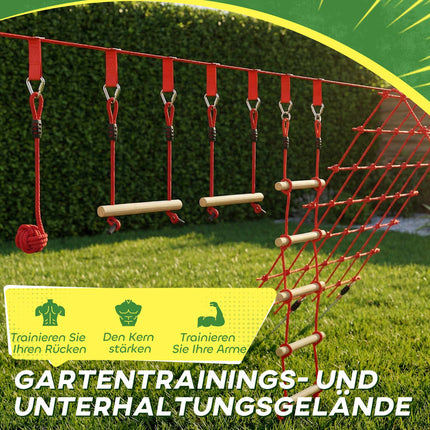Ninja Slackline Set for Kids, 150x300 cm Climbing Net