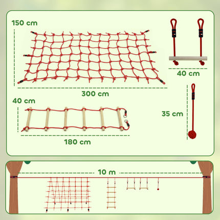Ninja Slackline Set for Kids, 150x300 cm Climbing Net