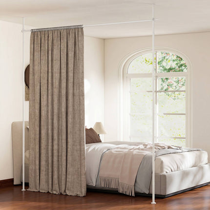 No-Drill White Curtain Rod, 120-314 cm, Room Divider