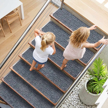 Non-Slip Light Grey Stair Treads, 15 Pack, 76x20 cm