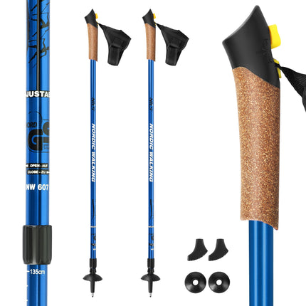 Nordic Walking Poles, Adjustable, Blue