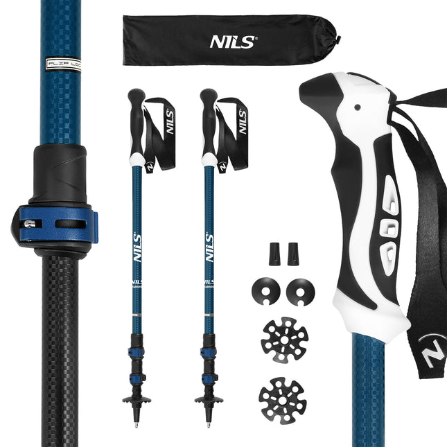 Nordic Walking Poles, Blue Aluminum, Adjustable