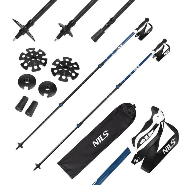 Nordic Walking Poles, Blue Aluminum, Adjustable