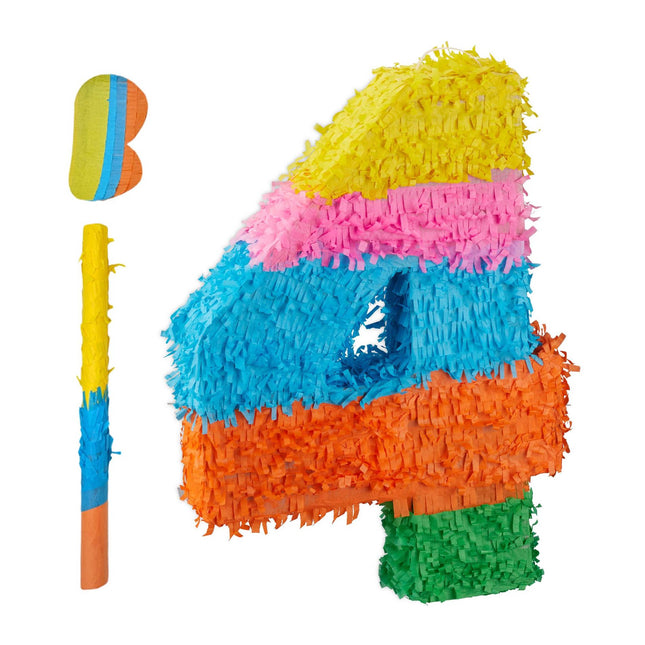 Number Piñata with Bat and Blindfold Mask