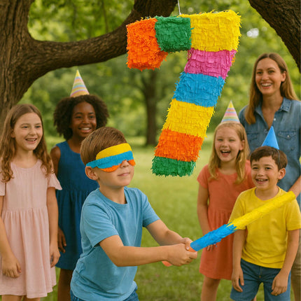 Number Piñata with Bat and Blindfold Mask