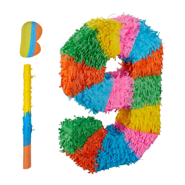 Number Piñata with Bat and Blindfold for Birthdays