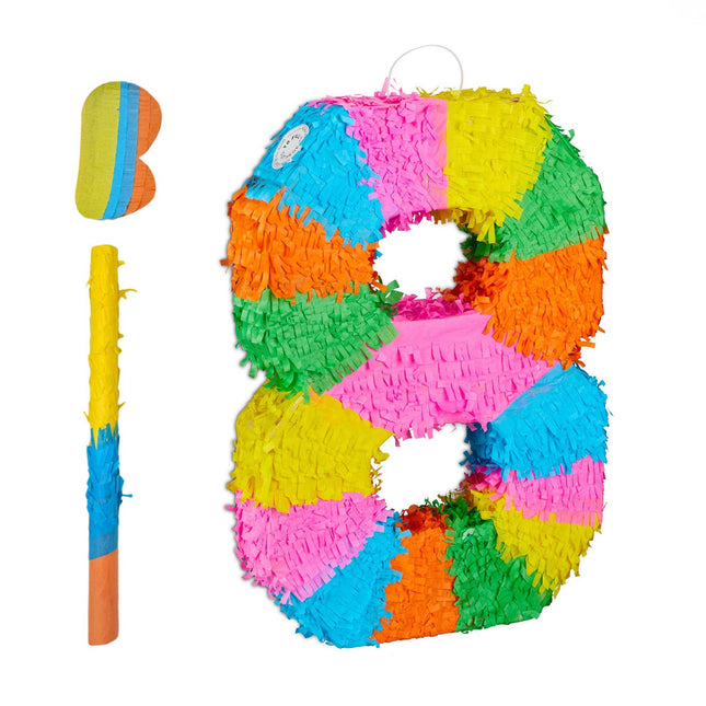 Number Piñata with Bat and Blindfold for Parties