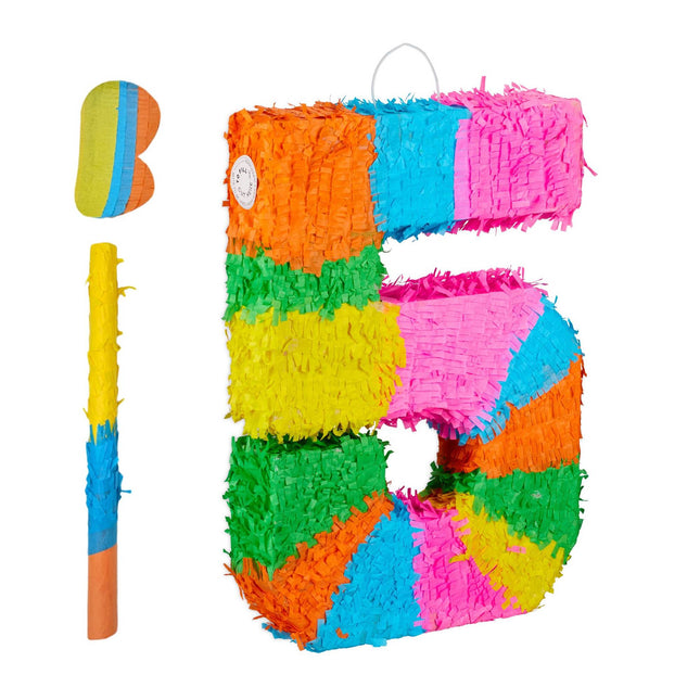 Number Piñata with Bat and Mask for Birthdays