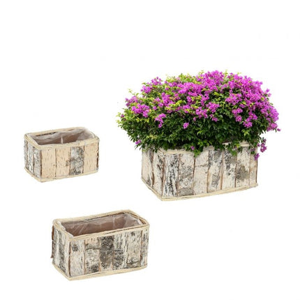 Oblong flower pot Birch Set of 3
