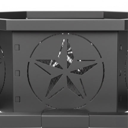 Octagonal Fire Bowl with Star Motif, Black