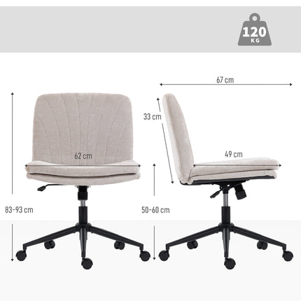 Office Chair, Armless Cross-Legged, Height Adjustable, Beige