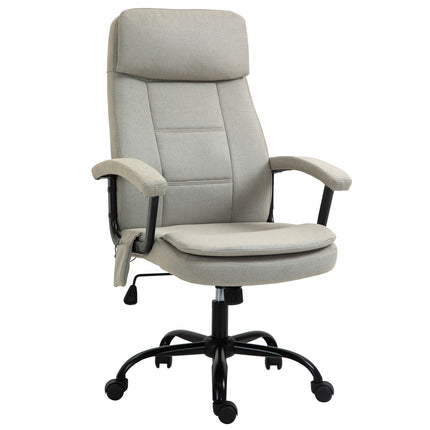 Gaming Office chair, lumbar massage, adjustable beige linen