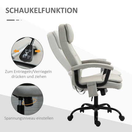 Gaming Office chair, lumbar massage, adjustable beige linen