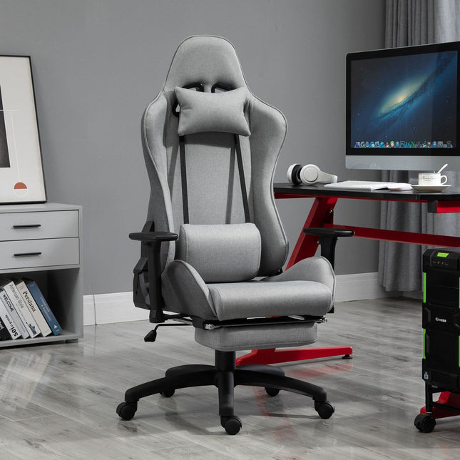 Ergonomic gray office chair with head and lumbar cushions