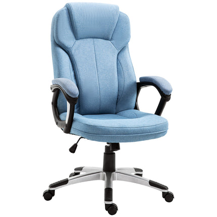 Light blue linen office chair - swivel, adjustable in height