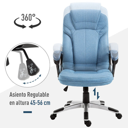 Light blue linen office chair - swivel, adjustable in height