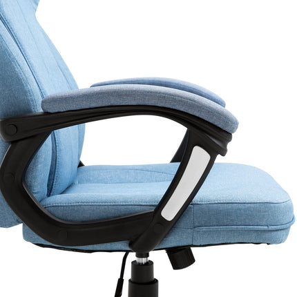 Light blue linen office chair - swivel, adjustable in height