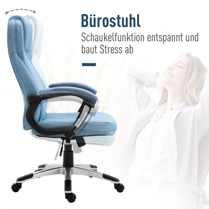 Light blue linen office chair - swivel, adjustable in height