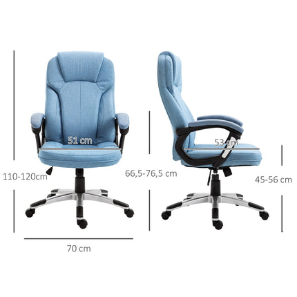 Light blue linen office chair - swivel, adjustable in height