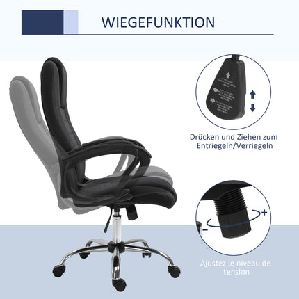 Ergonomic black office chair with headrest, height adjustable