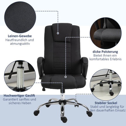 Ergonomic black office chair with headrest, height adjustable