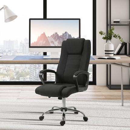 Ergonomic black office chair with headrest, height adjustable