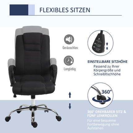 Ergonomic black office chair with headrest, height adjustable