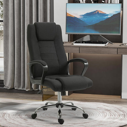 Ergonomic black office chair with headrest, height adjustable