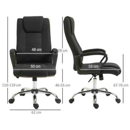 Ergonomic black office chair with headrest, height adjustable