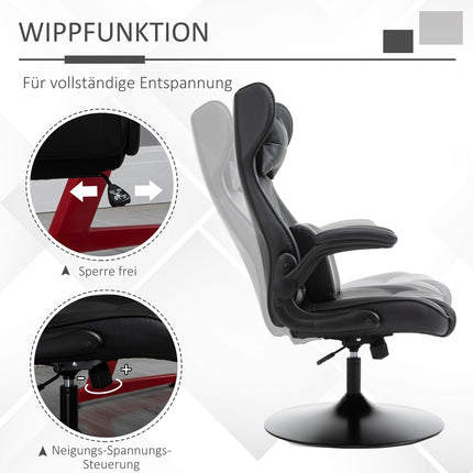 Ergonomic office chair - adjustable in height, padded, black