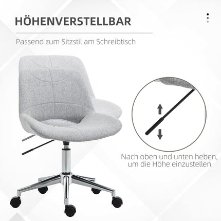 Height-adjustable swivel office chair, linen look, light grey