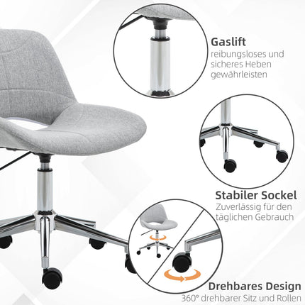 Height-adjustable swivel office chair, linen look, light grey
