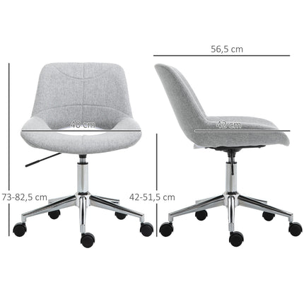 Height-adjustable swivel office chair, linen look, light grey
