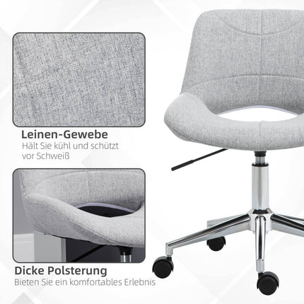 Height-adjustable swivel office chair, linen look, light grey
