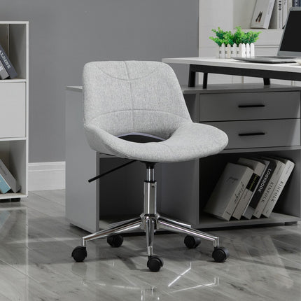 Height-adjustable swivel office chair, linen look, light grey