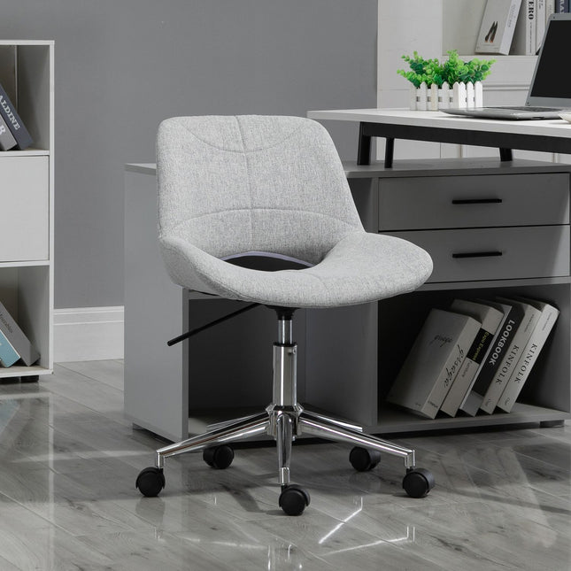 Height-adjustable swivel office chair, linen look, light grey