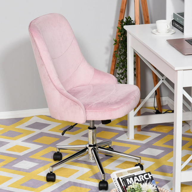 Velvet office chair with rocker function, pink, soho style