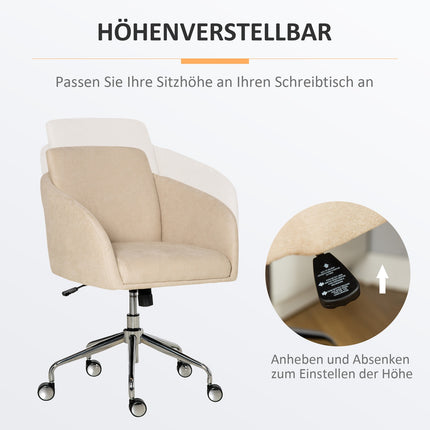 Ergonomic beige office chair - adjustable height, swivel