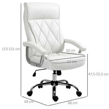 White ergonomic office chair - adjustable height, swivel, tilt